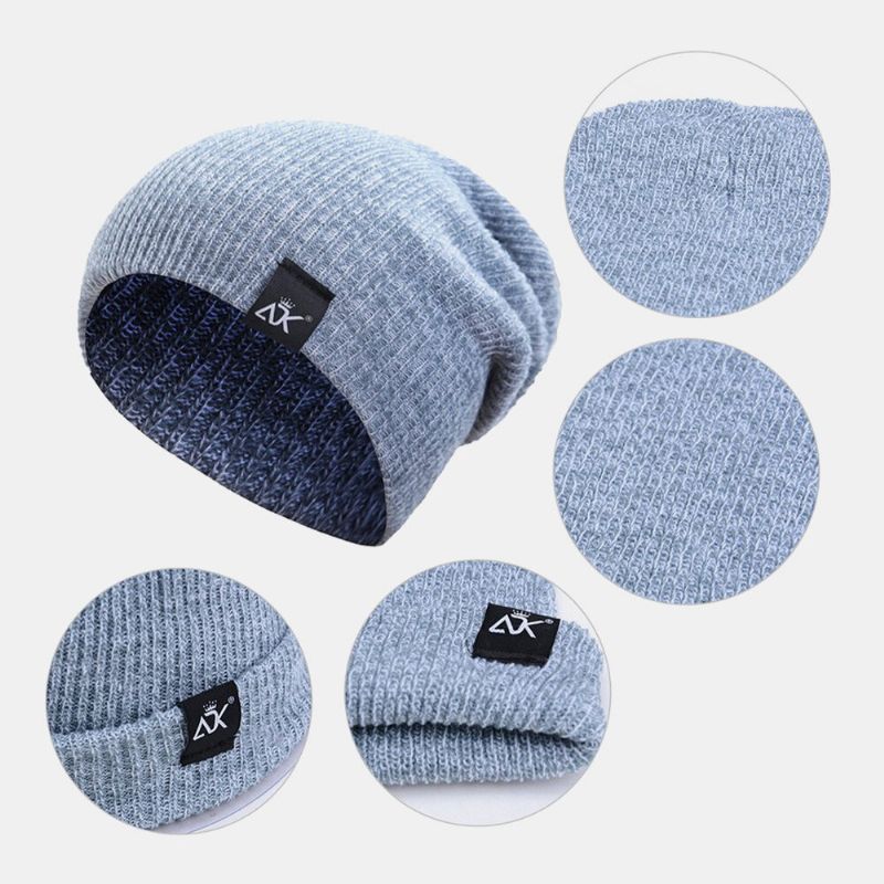 Herren Dome Striped Knitted Baotou Cap Outdoor Herbst Winter Gehörschutz Pure Color Beanie Skull Hat