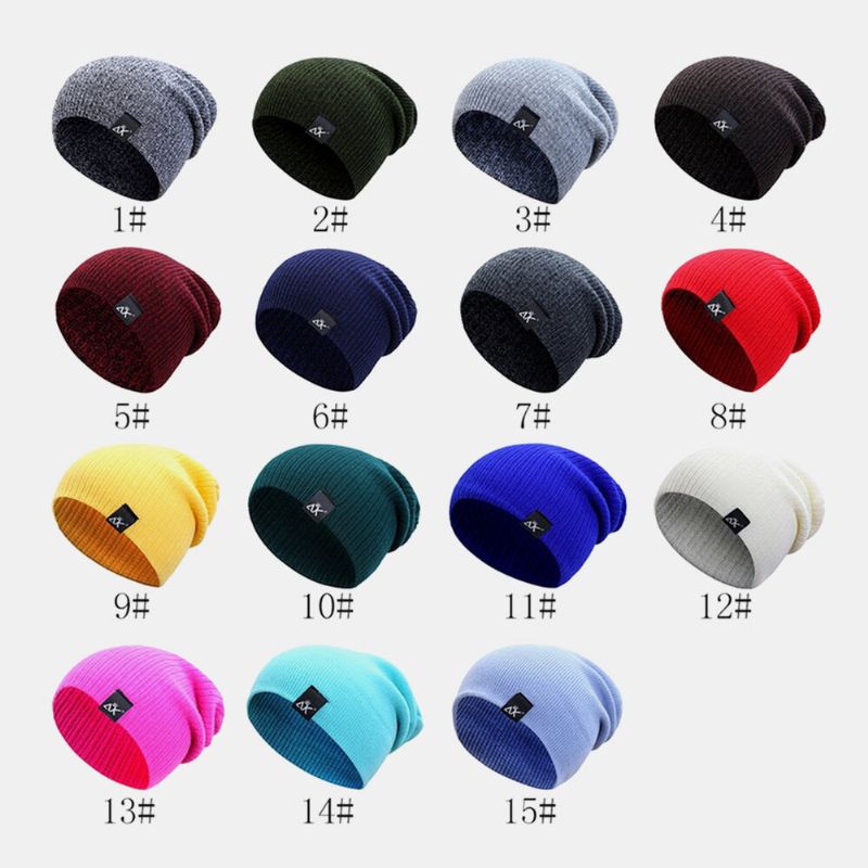 Herren Dome Striped Knitted Baotou Cap Outdoor Herbst Winter Gehörschutz Pure Color Beanie Skull Hat