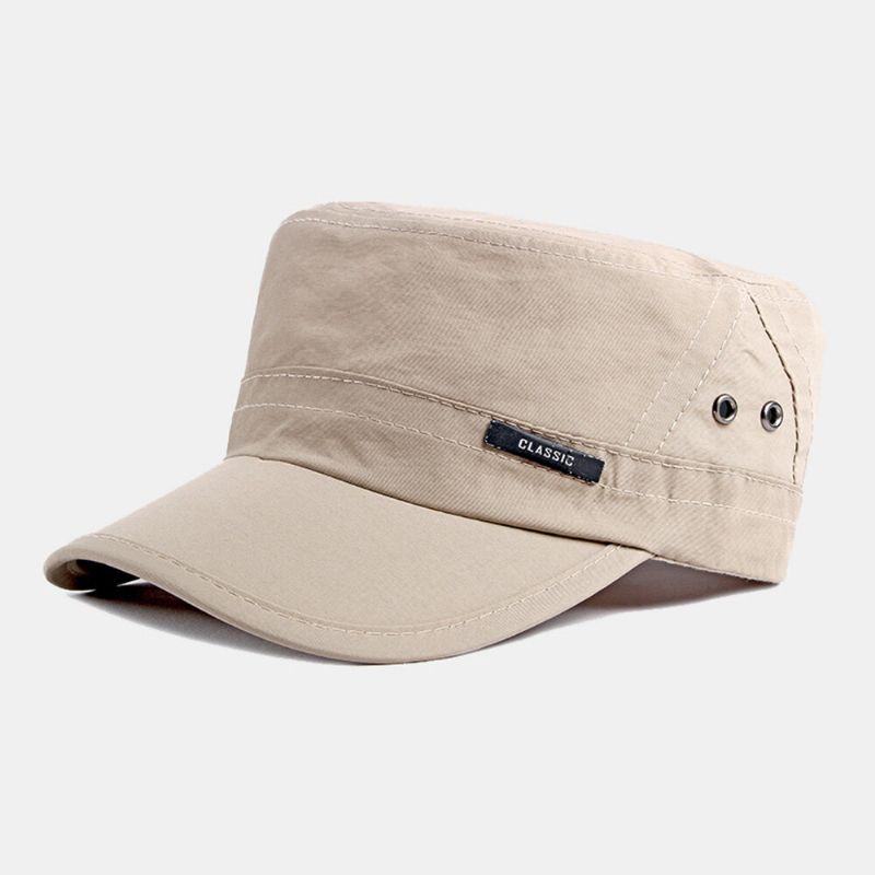 Herren Einfarbig Dünner Atmungsaktiver Flachhut Outdoor Lässiger Sonnenschutz Cadet Army Caps Military Caps