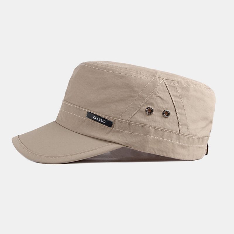 Herren Einfarbig Dünner Atmungsaktiver Flachhut Outdoor Lässiger Sonnenschutz Cadet Army Caps Military Caps