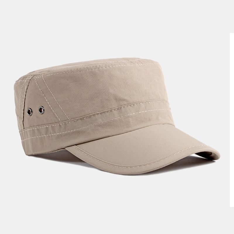 Herren Einfarbig Dünner Atmungsaktiver Flachhut Outdoor Lässiger Sonnenschutz Cadet Army Caps Military Caps