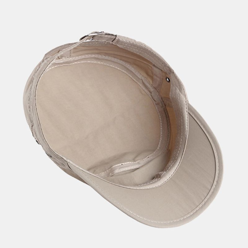 Herren Einfarbig Dünner Atmungsaktiver Flachhut Outdoor Lässiger Sonnenschutz Cadet Army Caps Military Caps