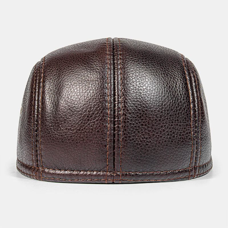 Herren First Layer Flache Kappe Mit Rindslederkrempe Britische Wasserdichte Warme Berets Forward Cap Schirmmütze