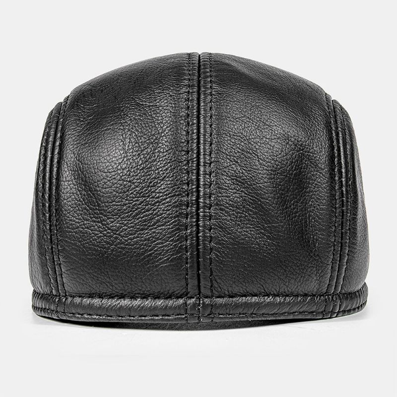 Herren First Layer Flache Kappe Mit Rindslederkrempe Britische Wasserdichte Warme Berets Forward Cap Schirmmütze