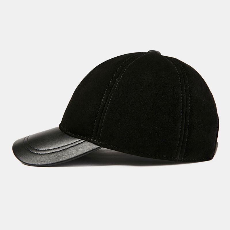 Herren First Layer Sheepskin Fleece Herbst Winter Warme Baseball Cap Verstellbare Dünne Leichte Trend Kälteschutzmütze