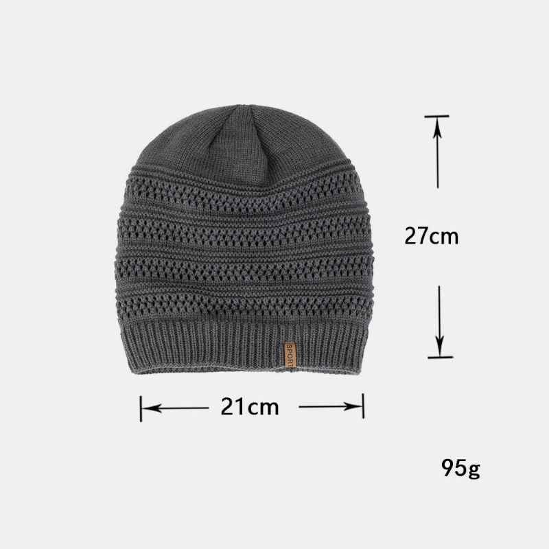 Herren Hohlstrick Plus Samt Einfarbig Geometrisch Jacquard Warme Krempenlose Beanie-mütze