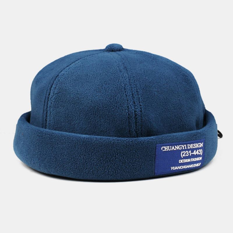 Herren Kaschmir Einfarbig Buchstabe Tuch Stick Crimping Verstellbare Lässige Sonnenschutzmütze Landlord Cap Skull Cap