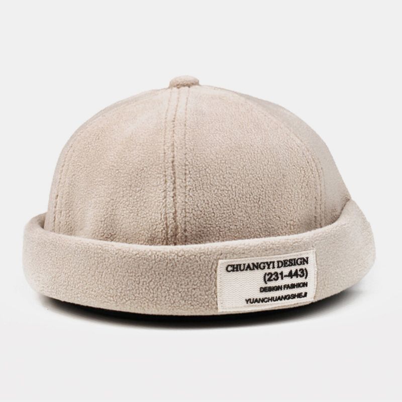 Herren Kaschmir Einfarbig Buchstabe Tuch Stick Crimping Verstellbare Lässige Sonnenschutzmütze Landlord Cap Skull Cap