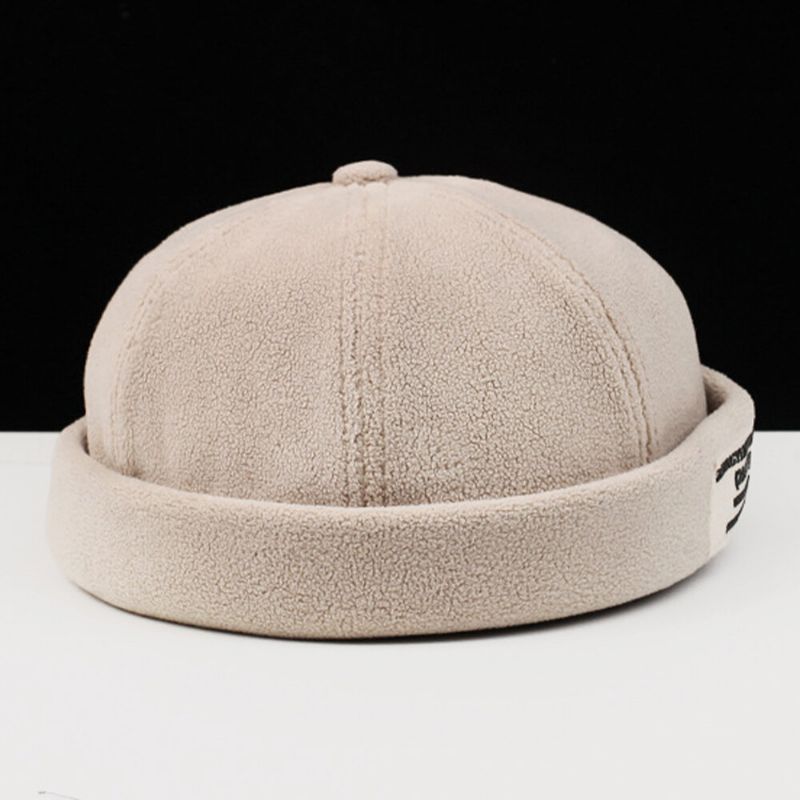 Herren Kaschmir Einfarbig Buchstabe Tuch Stick Crimping Verstellbare Lässige Sonnenschutzmütze Landlord Cap Skull Cap