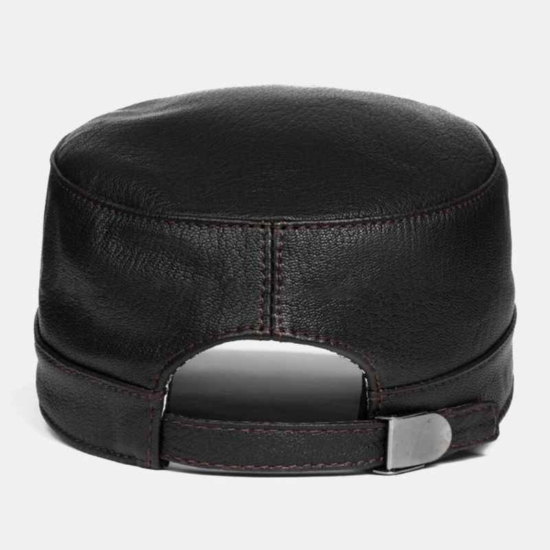 Herren Lammfell Dünne Verstellbare Militärmütze Casual Outdoor Atmungsaktiv Kurze Krempe Flat Top Cap Army Cap Cadet Hat