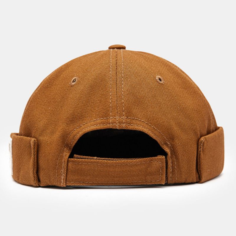 Herren Landlord Cap Baumwolle Seite Kontrastfarbe Buchstaben Patch All-match Brimless Beanie Skull Cap Für Damen