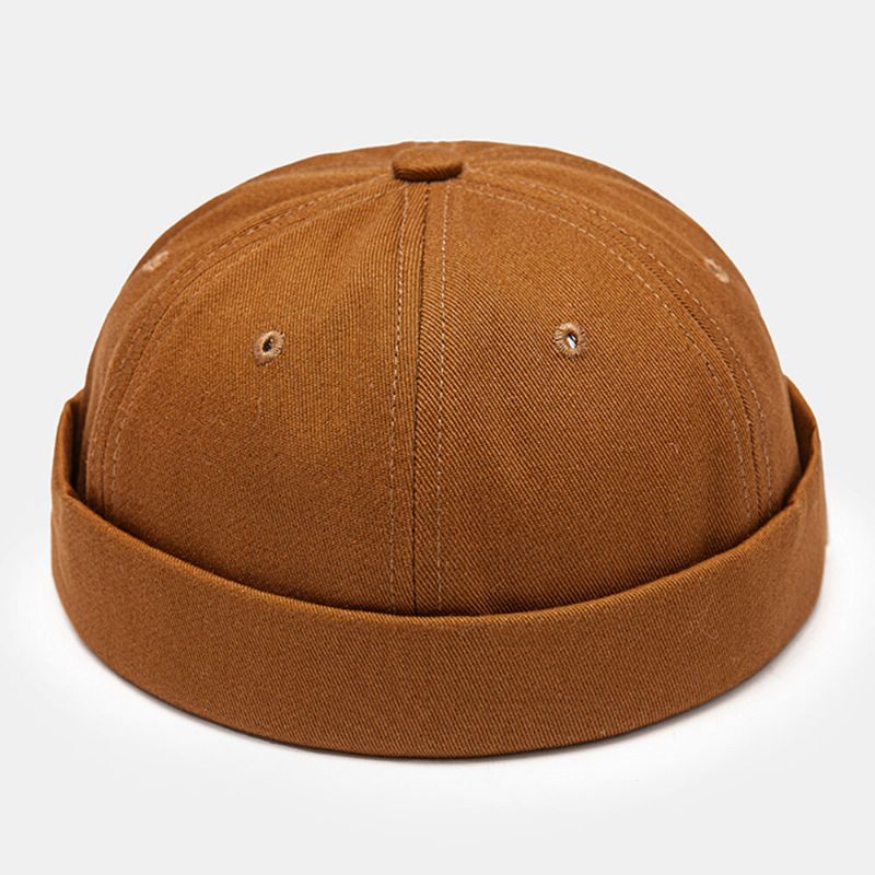 Herren Landlord Cap Baumwolle Seite Kontrastfarbe Buchstaben Patch All-match Brimless Beanie Skull Cap Für Damen