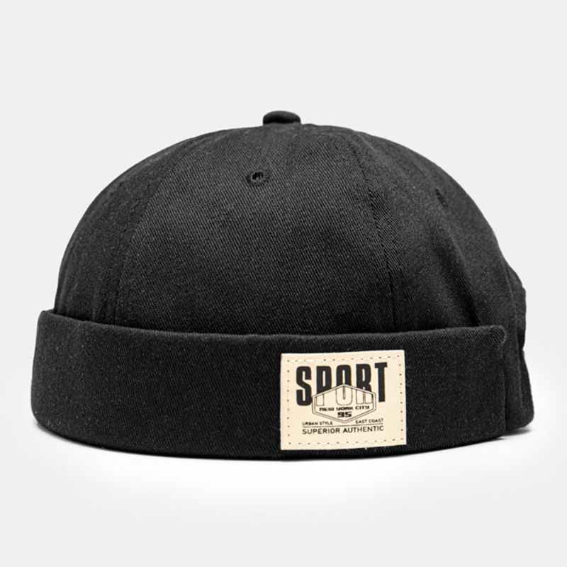 Herren Landlord Cap Baumwolle Seite Kontrastfarbe Buchstaben Patch All-match Brimless Beanie Skull Cap Für Damen