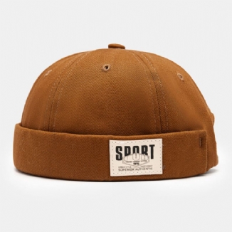 Herren Landlord Cap Baumwolle Seite Kontrastfarbe Buchstaben Patch All-match Brimless Beanie Skull Cap Für Damen