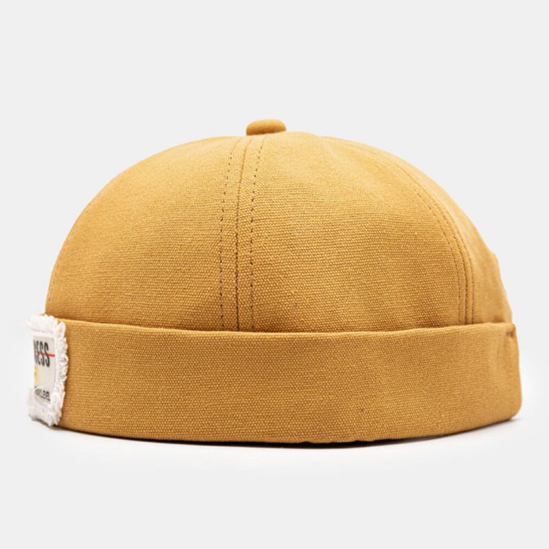 Herren Landlord Cap Polyester Baumwolle Buchstabenmuster Label Mit Ungesäumten Kanten Outdoor-sonnenschirm Brimless Beanie Skull Cap