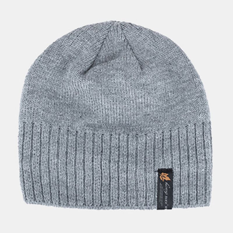 Herren-mütze Aus Acryl Plus Samt Gestrickt Mit Blattmuster Winter-outdoor-wärme Beanie-mütze