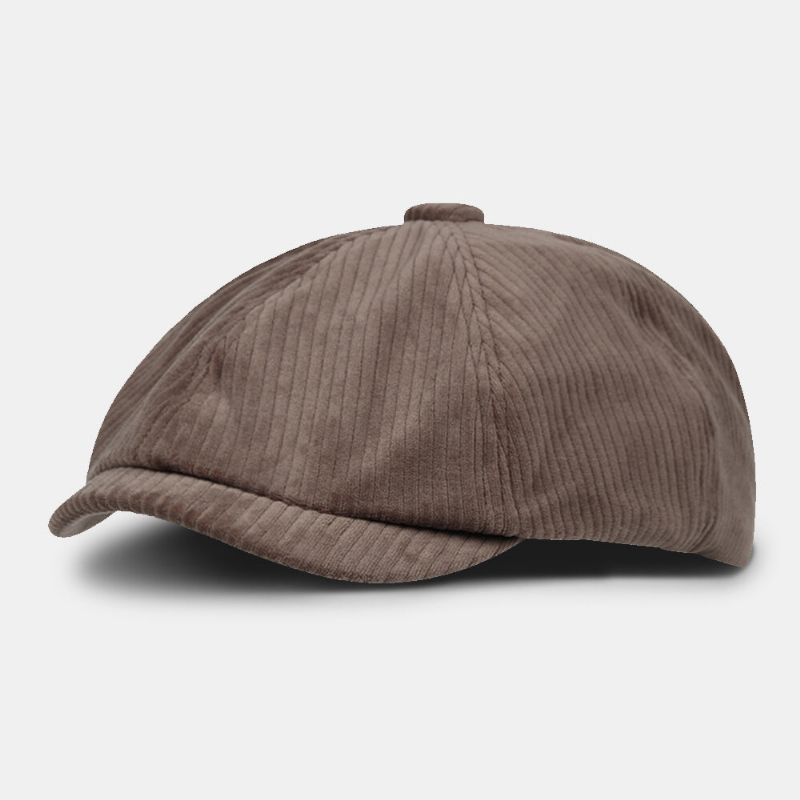 Herren Newsboy-mütze Britischer Retro-schnitt Kord Kurze Krempe Ivy Cap Achteckiger Hut Malerhut