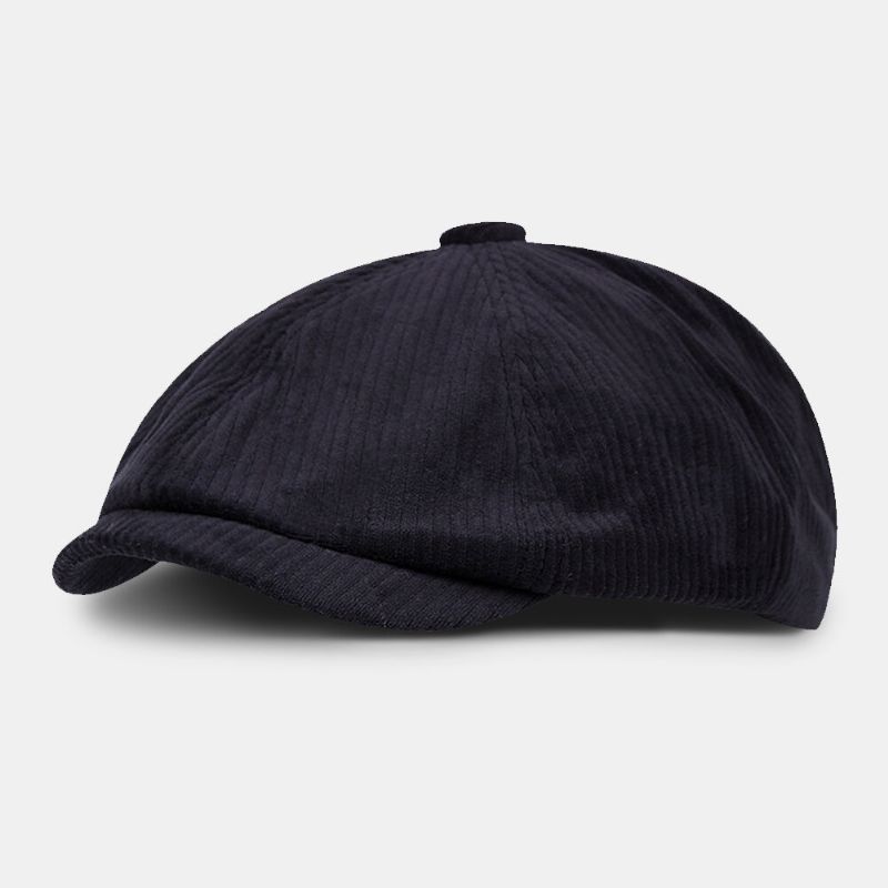 Herren Newsboy-mütze Britischer Retro-schnitt Kord Kurze Krempe Ivy Cap Achteckiger Hut Malerhut