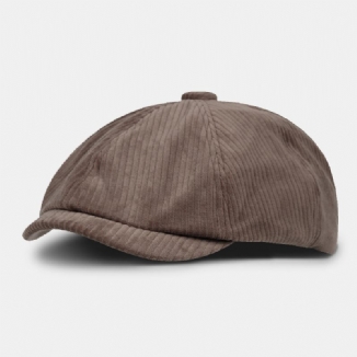 Herren Newsboy-mütze Britischer Retro-schnitt Kord Kurze Krempe Ivy Cap Achteckiger Hut Malerhut