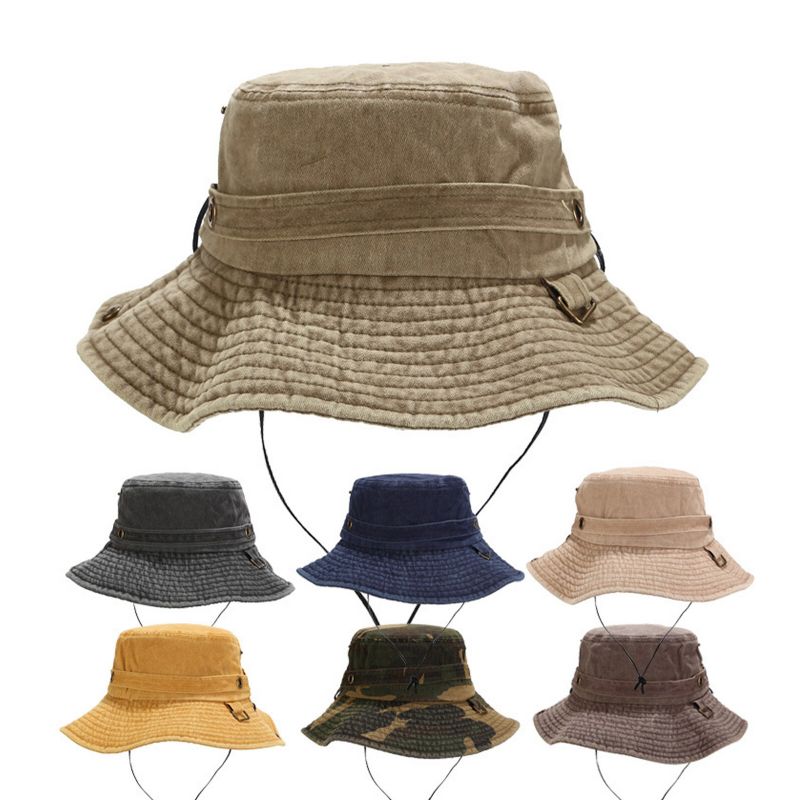 Herren Outdoor Casual Cotton Washed Old Bucket Hat Reise Fischerhut Sonnenhut