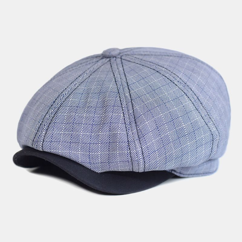 Herren Plaid Gestreiftes Muster Dünne Lässige Zeitungsjungenmütze Barettmütze Achteckiger Hut Malermütze Forward Cap