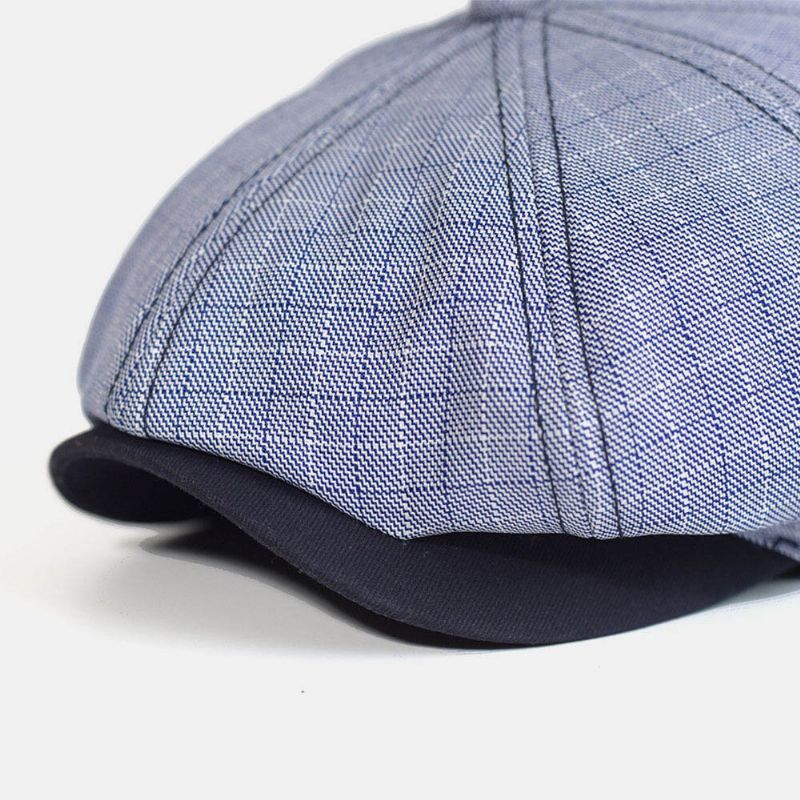 Herren Plaid Gestreiftes Muster Dünne Lässige Zeitungsjungenmütze Barettmütze Achteckiger Hut Malermütze Forward Cap