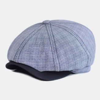 Herren Plaid Gestreiftes Muster Dünne Lässige Zeitungsjungenmütze Barettmütze Achteckiger Hut Malermütze Forward Cap