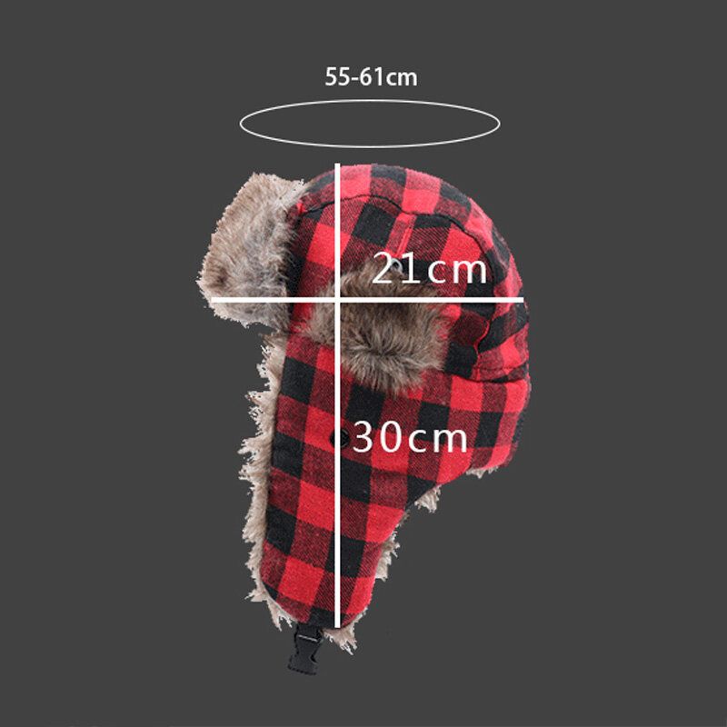 Herren Plüsch Plaid Sowjetisches Abzeichen Winddicht Wasserdicht Uschanka Hut Outdoor Sport Verdicken Gehörschutz Warm Trapper Hut