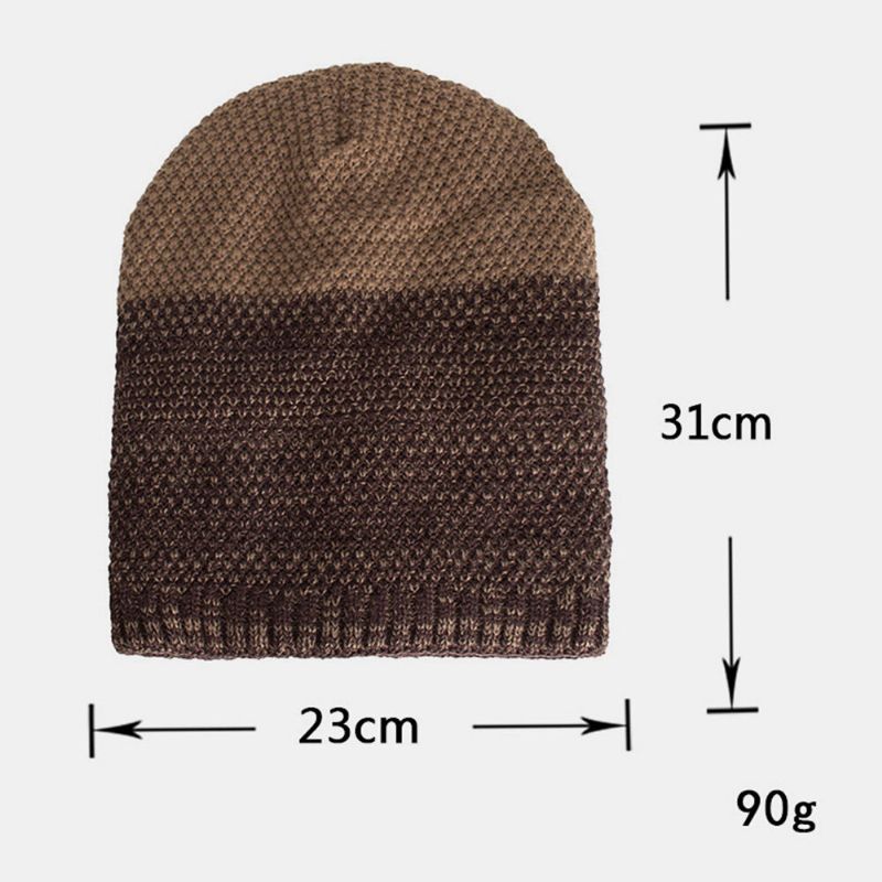 Herren Polyester Baumwolle Herbst Winter Plus Samt Wärme Zweifarbige Strickmütze Mit Doppeltem Verwendungszweck