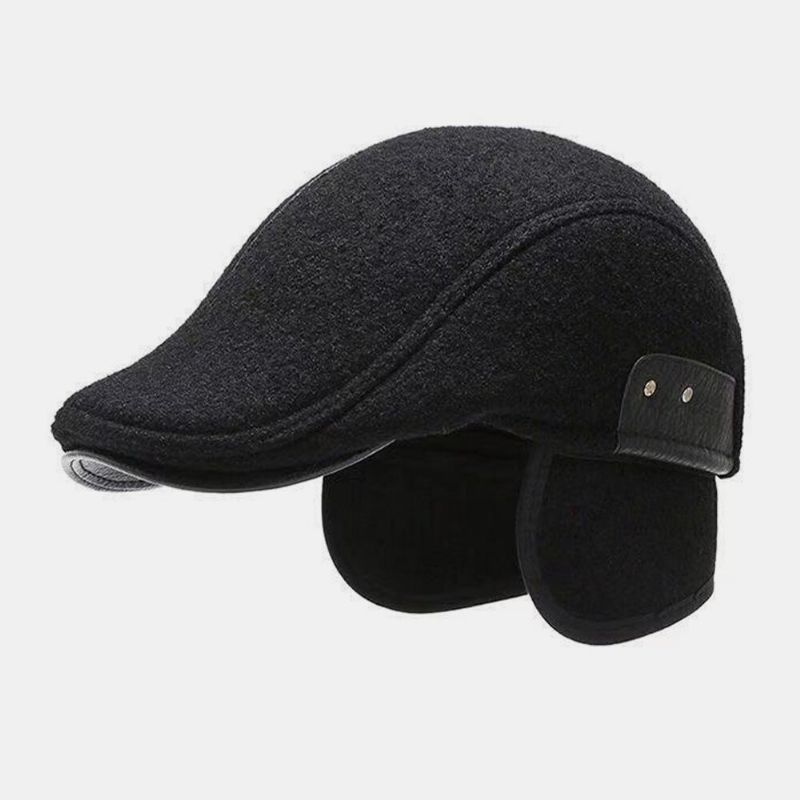 Herren Schiebermütze Outdoor Kaschmirwolle Gehörschutz Winddicht Warm Berets Cabbie Hat