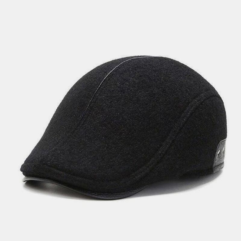 Herren Schiebermütze Outdoor Kaschmirwolle Gehörschutz Winddicht Warm Berets Cabbie Hat