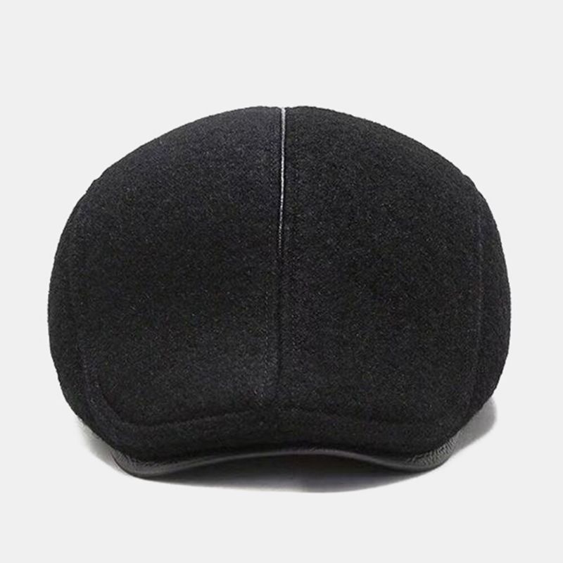 Herren Schiebermütze Outdoor Kaschmirwolle Gehörschutz Winddicht Warm Berets Cabbie Hat