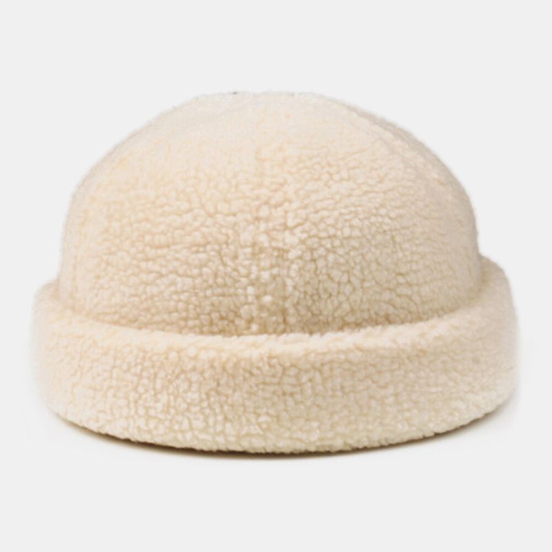 Herren Shearling Einfarbig Verstellbare Wild Warm Outdoor Beanie Landlord Cap Skull Cap