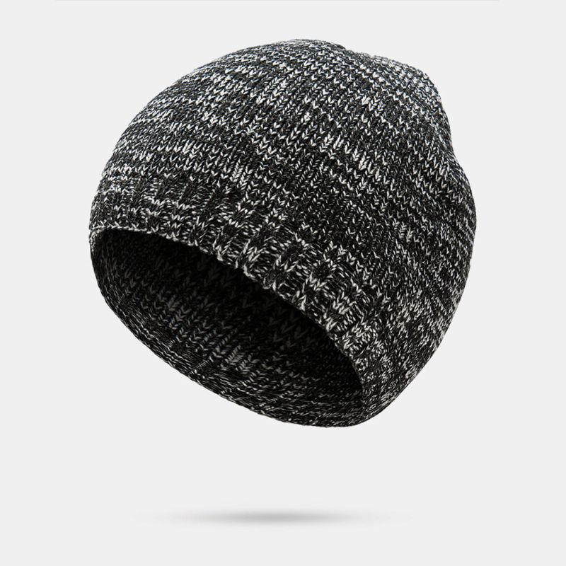 Herren Strickmütze Acryl Mischfarbe Herbst Winter Wärme Brimless Beanie Mütze