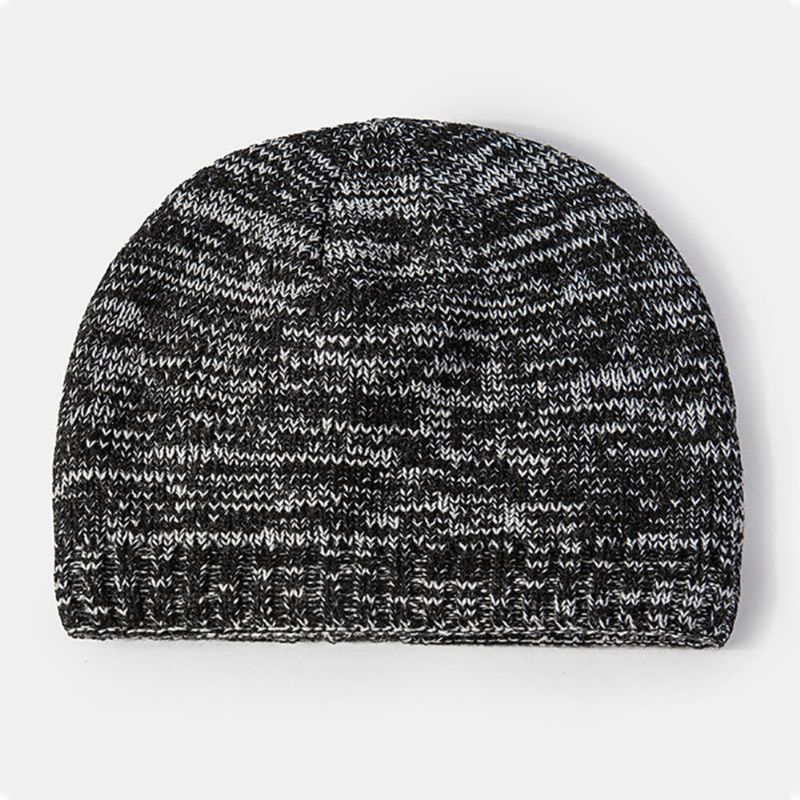 Herren Strickmütze Acryl Mischfarbe Herbst Winter Wärme Brimless Beanie Mütze