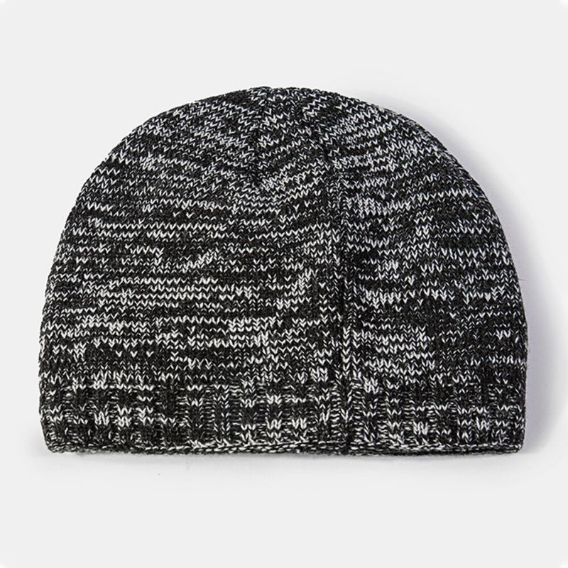 Herren Strickmütze Acryl Mischfarbe Herbst Winter Wärme Brimless Beanie Mütze