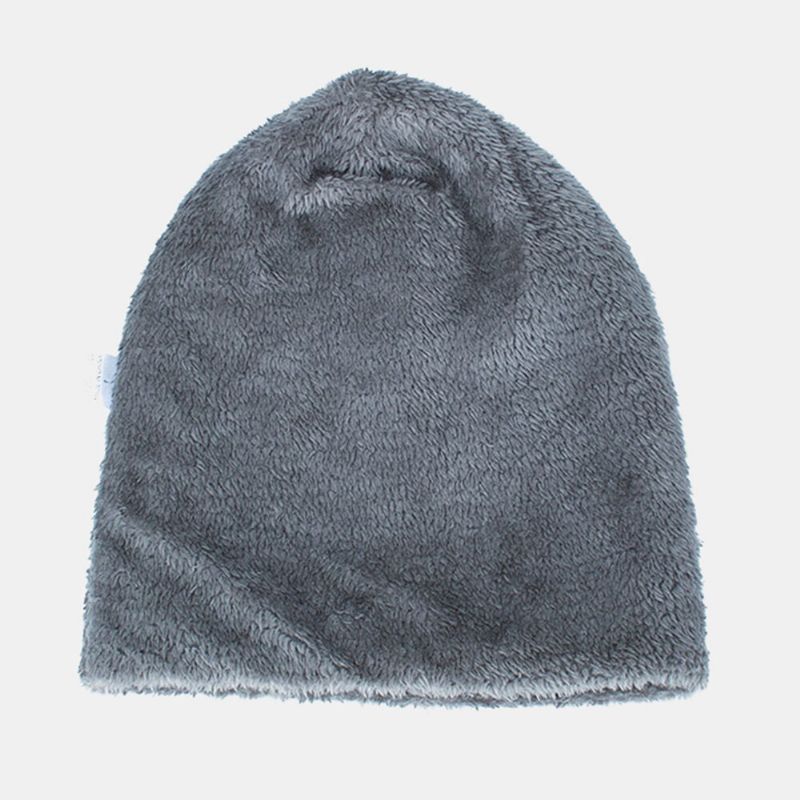 Herren-strickmütze Plus Samtverdicktes Metall-schneeflocken-leder Label Warmth Brimless Beanie Hat