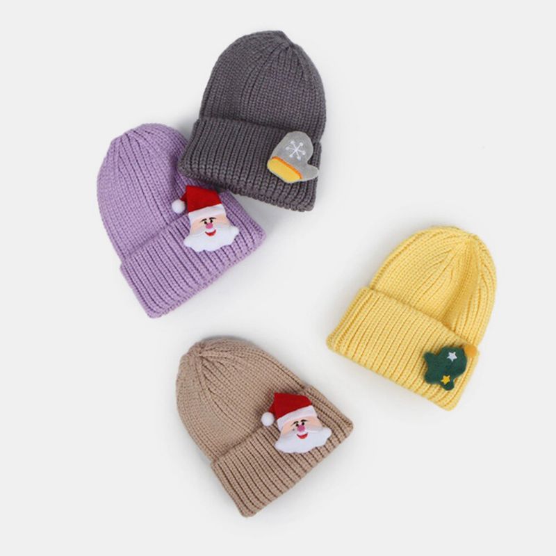 Herren Strickmütze Weihnachten Cartoon Dekoration All-match Wärme Brimless Beanie Mütze Für Damen