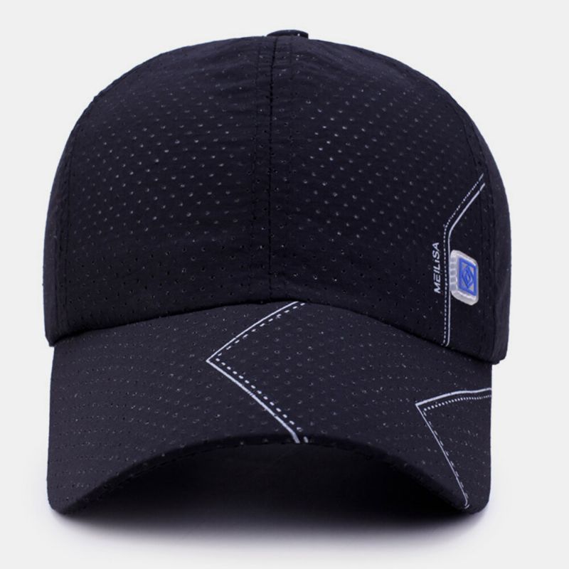 Herren Twill Buchstabenmuster Schnell Trocknend Sommer Outdoor Sport Sonnenschutz Mesh Atmungsaktive Baseballmütze Trucker Mütze