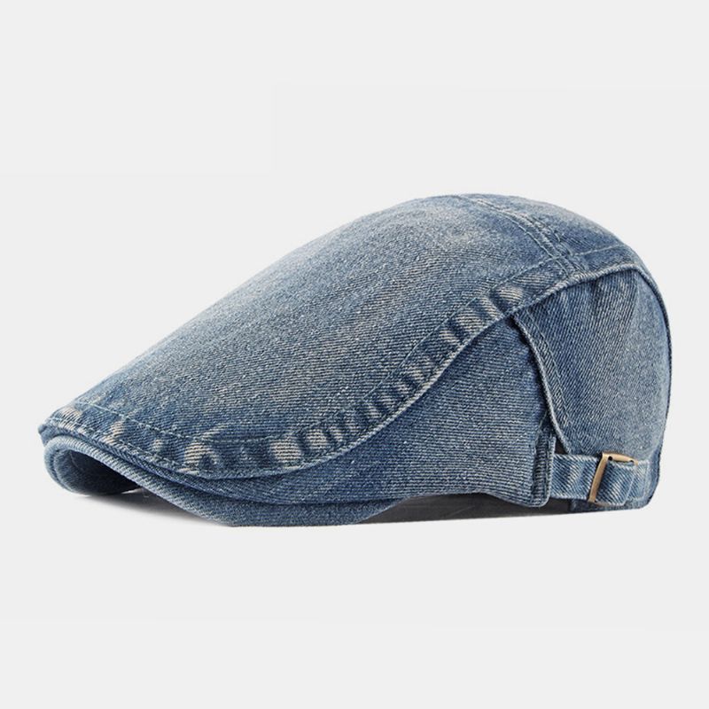 Herren Washed Denim Made-old Casual Retro Driver Flat Hat Forward Hat Baskenmütze