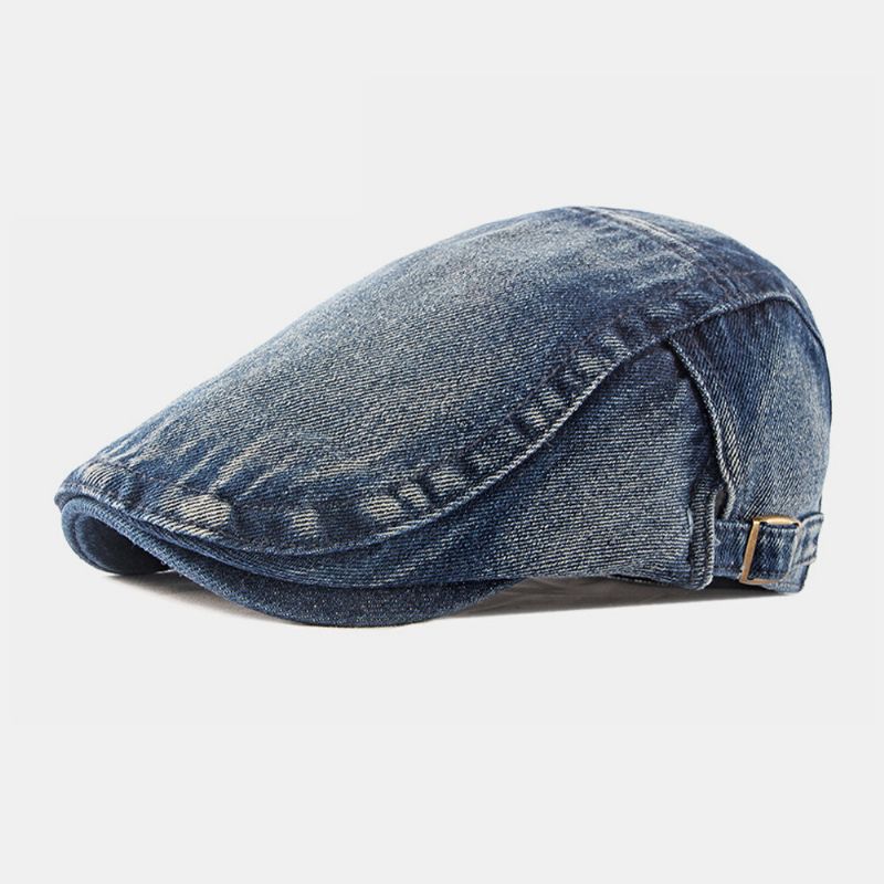 Herren Washed Denim Made-old Casual Retro Driver Flat Hat Forward Hat Baskenmütze