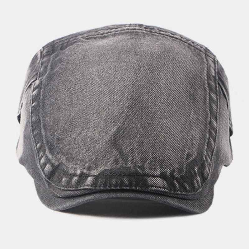 Herren Washed Denim Made-old Casual Retro Driver Flat Hat Forward Hat Baskenmütze