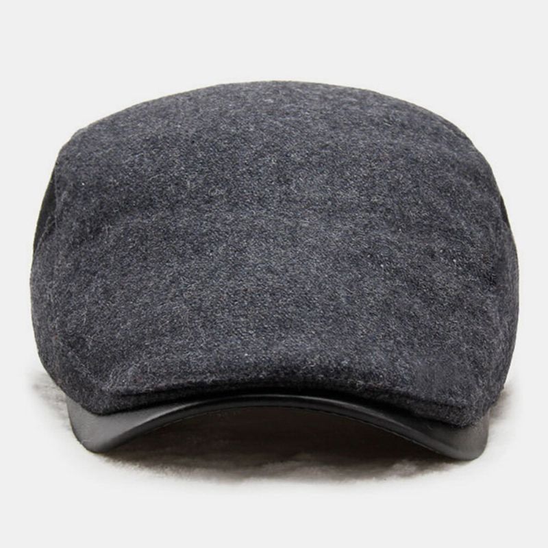 Herren Woolen Dome Color Matching Absorbiert Schweißatmungsaktive Baskenmütze British Retro Winter Thicken Warm Forward Hat Schirmmütze