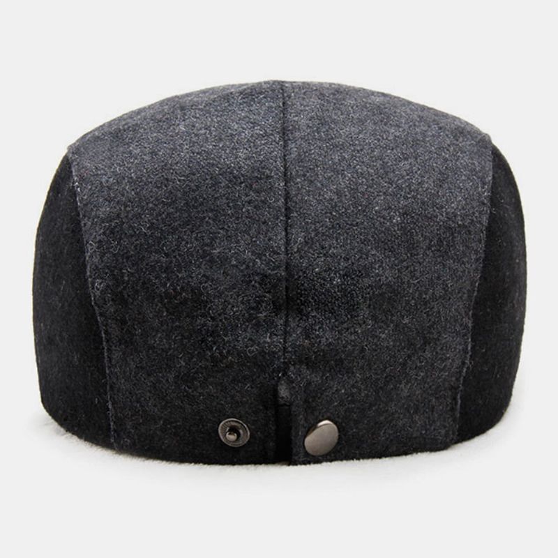 Herren Woolen Dome Color Matching Absorbiert Schweißatmungsaktive Baskenmütze British Retro Winter Thicken Warm Forward Hat Schirmmütze