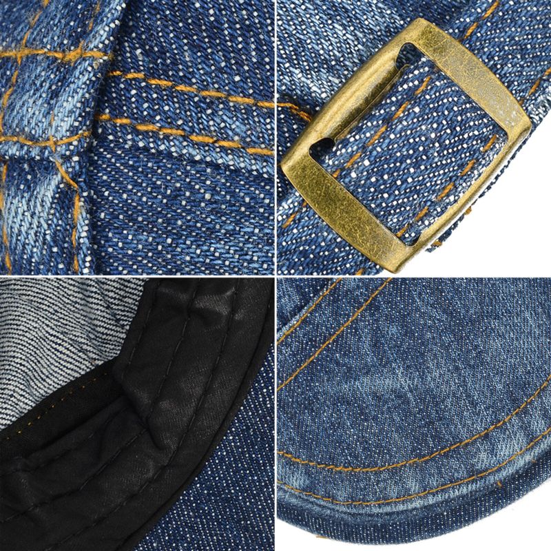 Lässige Herren-sonnenschirme Aus Altem Denim Mit Kurzer Krempe Und Flachen Hüten