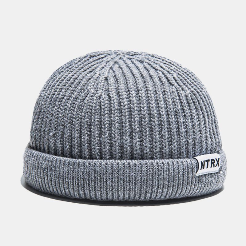 Lässige Unisex-flicken-wollstrickmützen Skull Cap Dome Crimped Warm Elastic Cap Brimless Beanie Landlord Cap