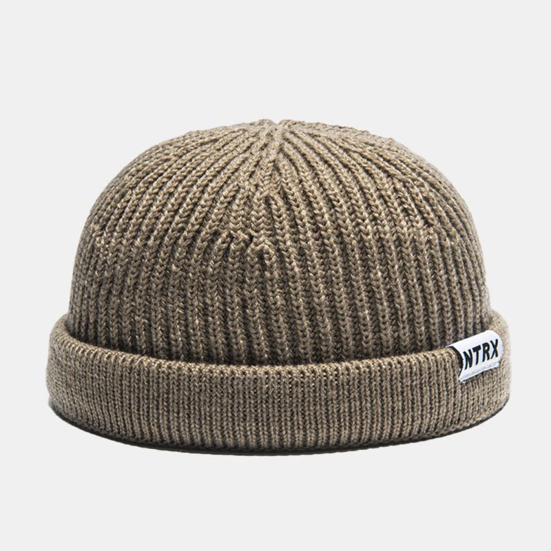 Lässige Unisex-flicken-wollstrickmützen Skull Cap Dome Crimped Warm Elastic Cap Brimless Beanie Landlord Cap