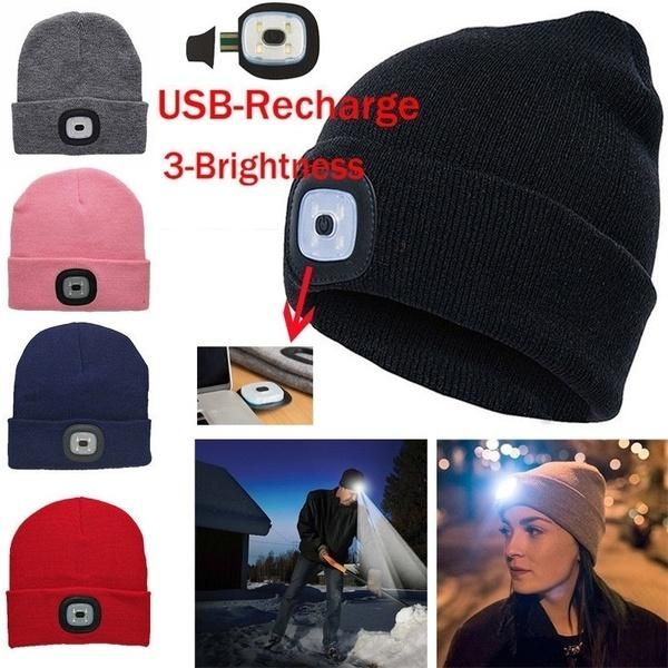 Led Light Beanie Mütze Strickmütze Jogging Night Walking