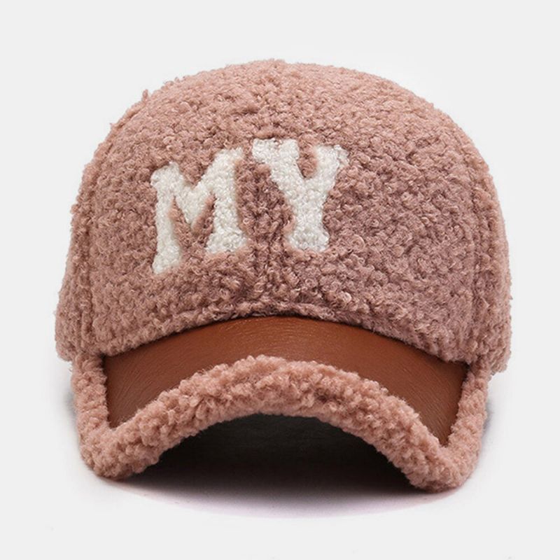 Männer Baseballmütze Lamm Plüsch Pu Patchwork Farbkontrast Herbst Winter Wärme Newsboy Caps Für Frauen