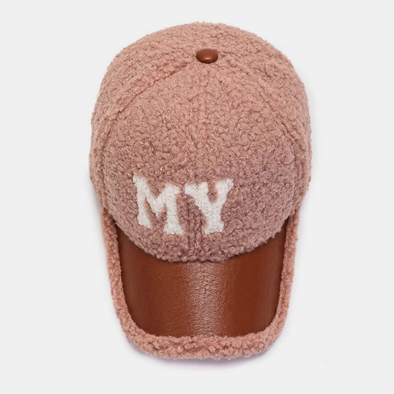 Männer Baseballmütze Lamm Plüsch Pu Patchwork Farbkontrast Herbst Winter Wärme Newsboy Caps Für Frauen